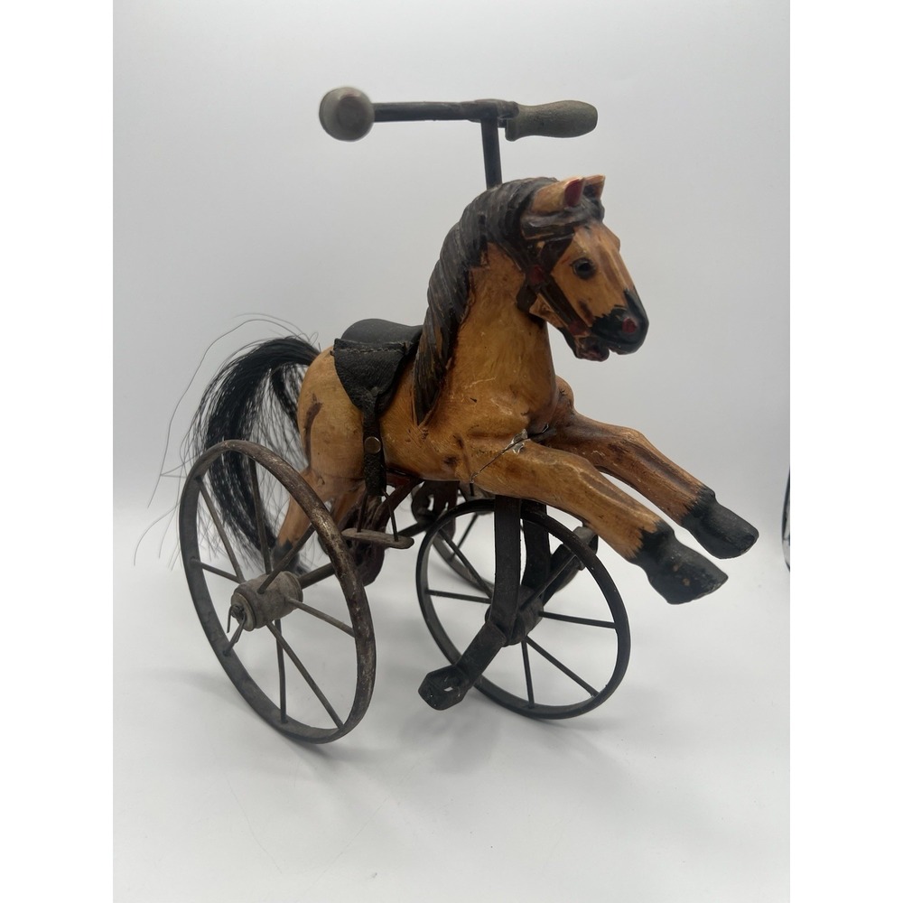 Vtg Primitive Horse Tricycle Iron Pedal Toy Folk Art Whimsical Storybook Holiday